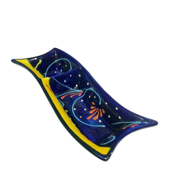 Spain Hand Painted Decorative Divided Serving Dish Bowl Antonio Ortiz Ruiz - Picture 2 of 12